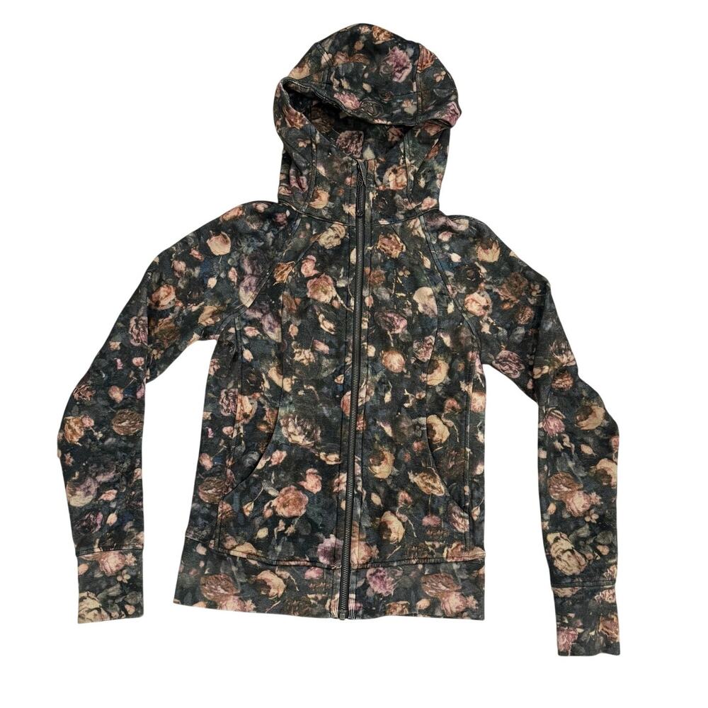 Lululemon Scuba Floral Flock Full Zip Hoodie Size 6